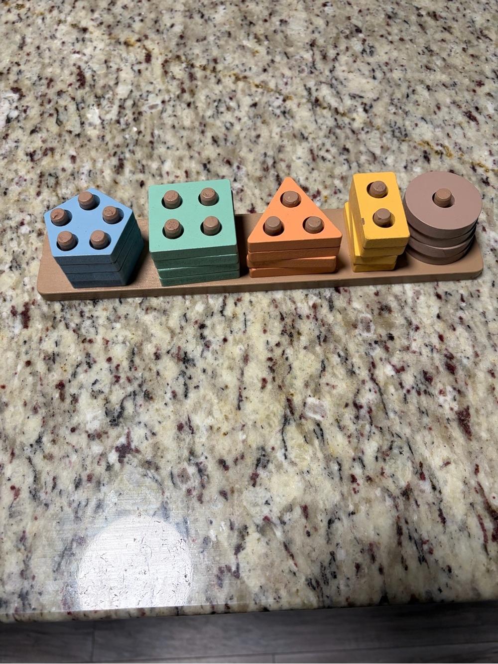 Wooden Stacking Shape Sorter - Pastel Blocks